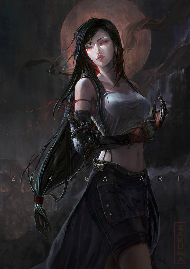 tifa lockhart (final fantasy and 1 more) drawn by zakuga