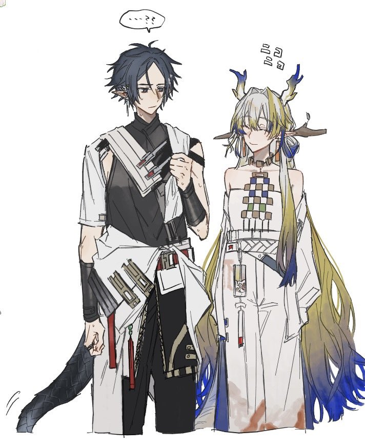 shu and zuo le (arknights) drawn by notf_404