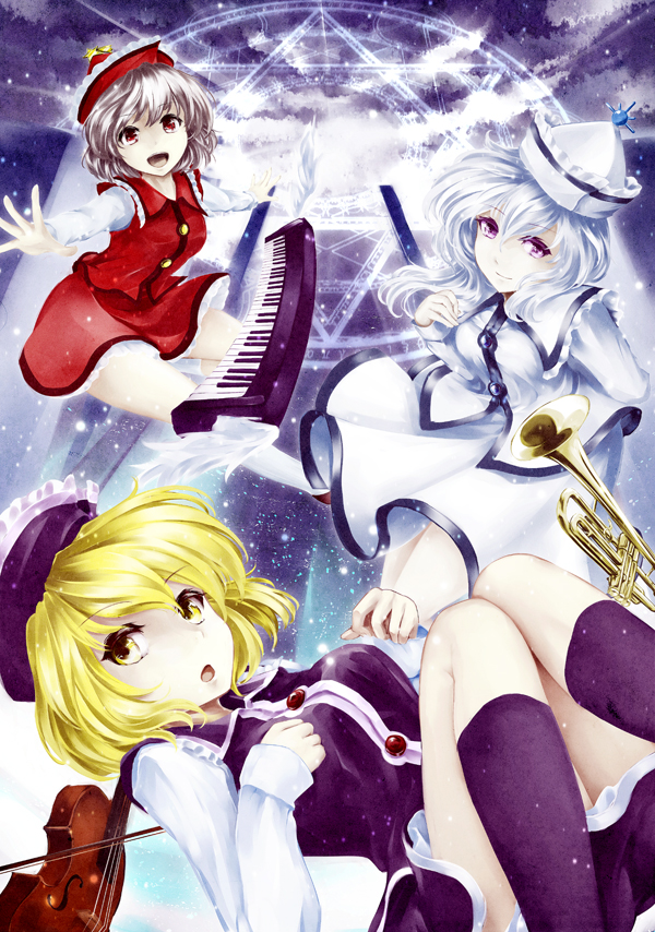 lunasa prismriver, merlin prismriver, and lyrica prismriver (touhou) drawn by kz_nagomiya