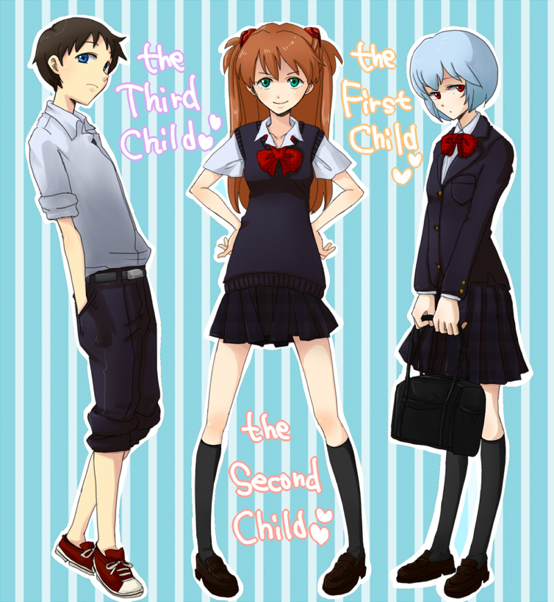 souryuu asuka langley, ayanami rei, and ikari shinji (neon genesis evangelion and 1 more) drawn by gaju