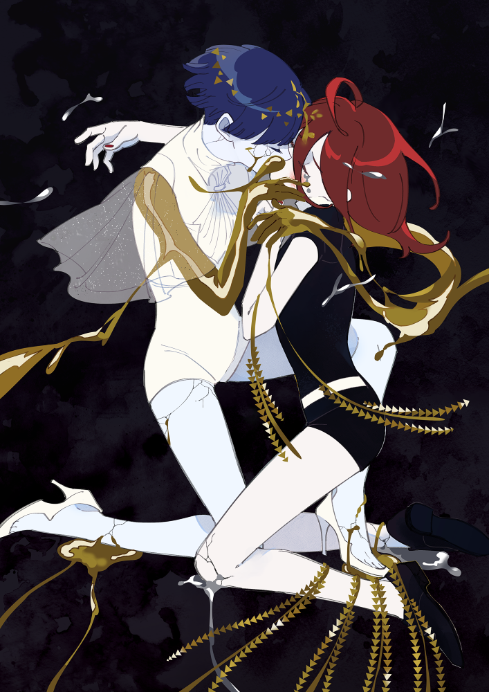 phosphophyllite and cinnabar (houseki no kuni) drawn by hachibani