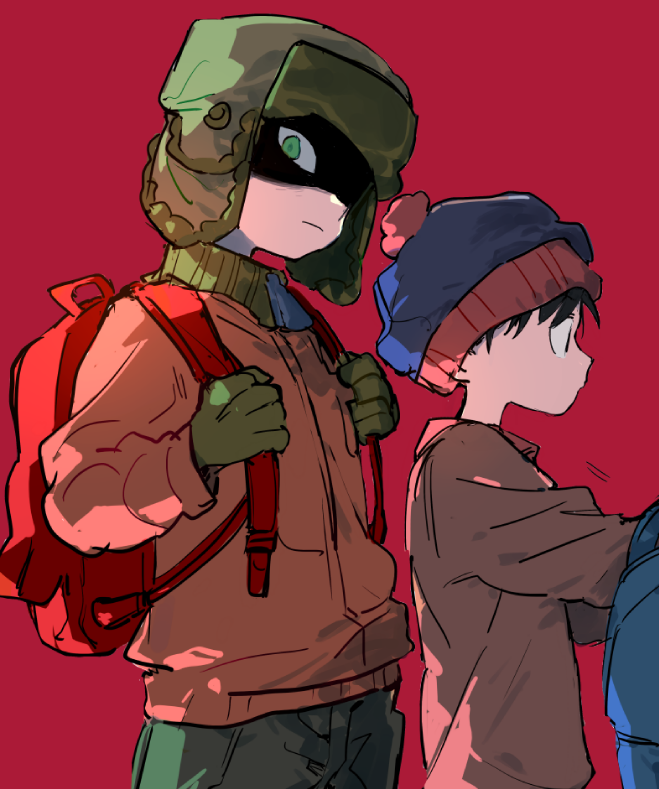 stan marsh and kyle broflovski (south park) drawn by k3vccitq