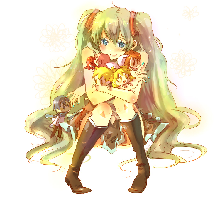 hatsune miku, kagamine rin, kagamine len, megurine luka, kaito, and 1 more (vocaloid) drawn by sakura_shiori