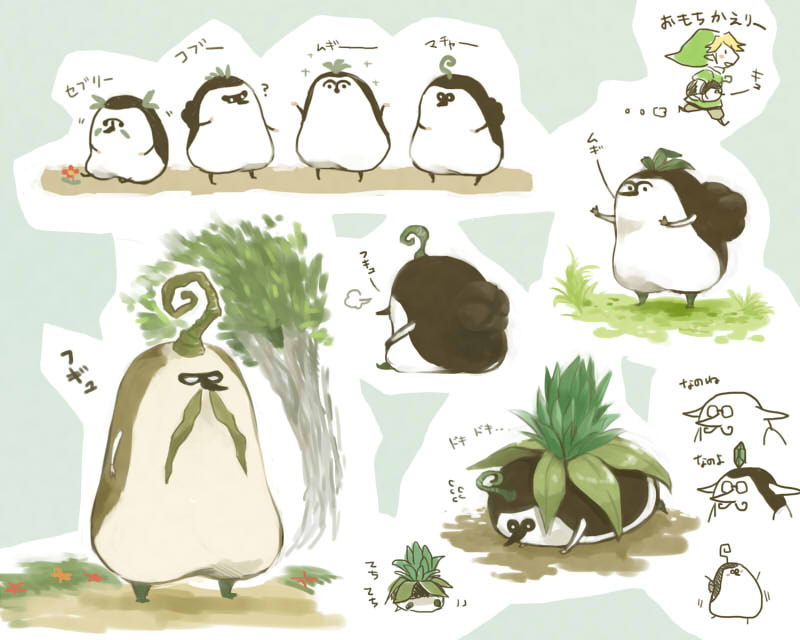 link, kikwi, machi, lopsa, oolo, and 4 more (the legend of zelda and 1 more) drawn by kaze25