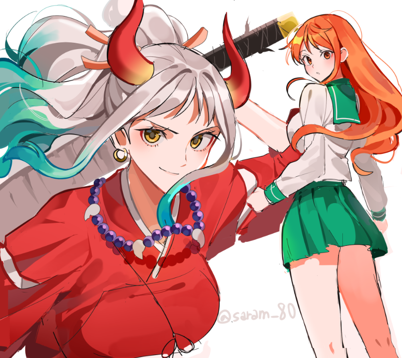 nami, yamato, inuyasha, and higurashi kagome (one piece and 1 more) drawn by joman