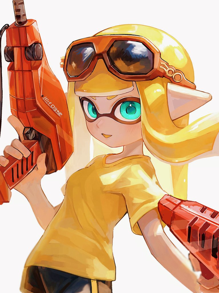 inkling player character and inkling girl (splatoon) drawn by kodak_painter