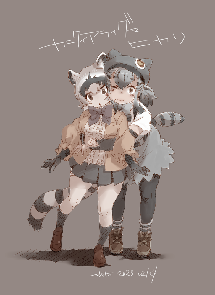 hikari and crab-eating raccoon (kemono friends and 1 more) drawn by nyororiso_(muyaa)