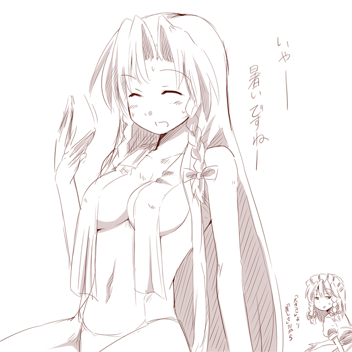 izayoi sakuya and hong meiling (touhou) drawn by amazon_(taitaitaira)