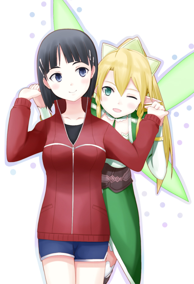 kirigaya suguha and leafa (sword art online) drawn by sui_(tsuruhibiki)
