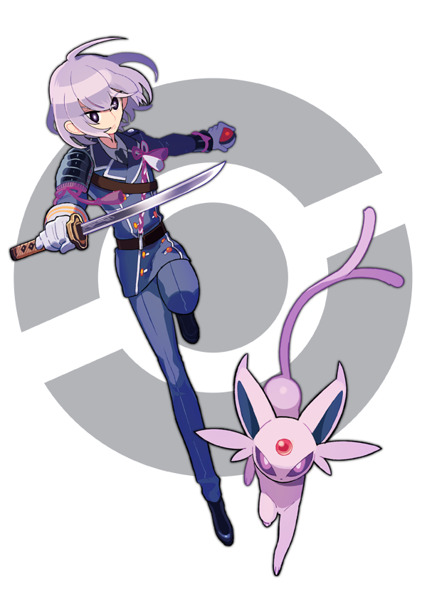 espeon and honebami toushirou (pokemon and 1 more) drawn by 0tk_(ma)