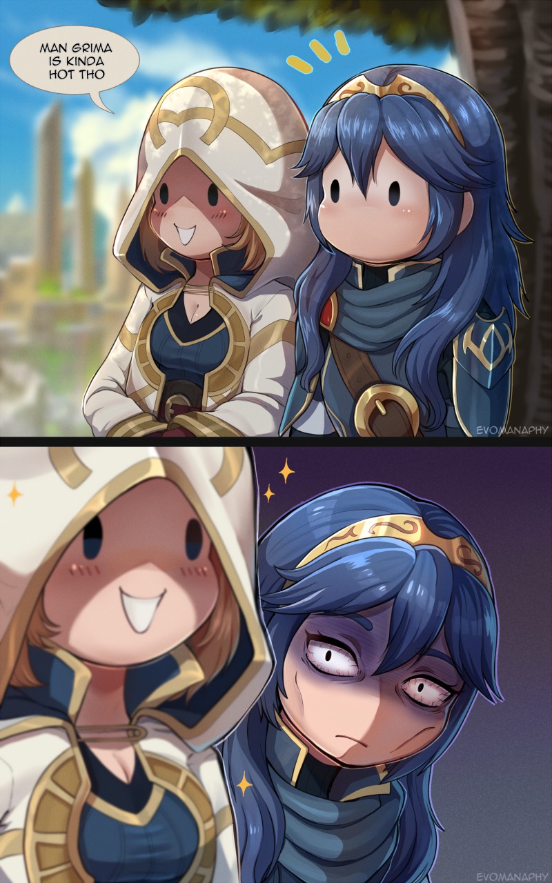 lucina, kiran, and female kiran (fire emblem and 2 more) drawn by evomanaphy