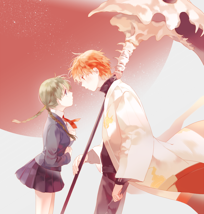 mamiya sakura and rokudou rinne (kyoukai no rinne) drawn by uuu