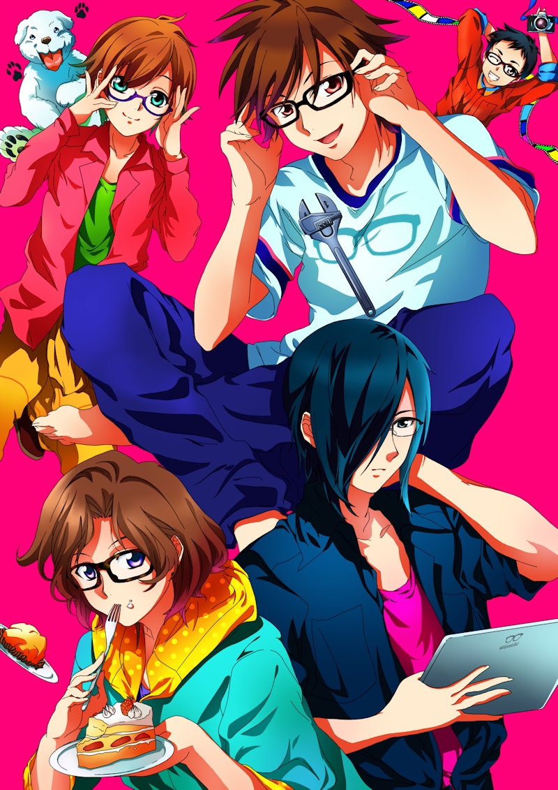 kamatani mitsuki, minabe yukiya, hachimine takuma, souma akira, kimata hayato, and 1 more (meganebu!) drawn by black_(pixiv)