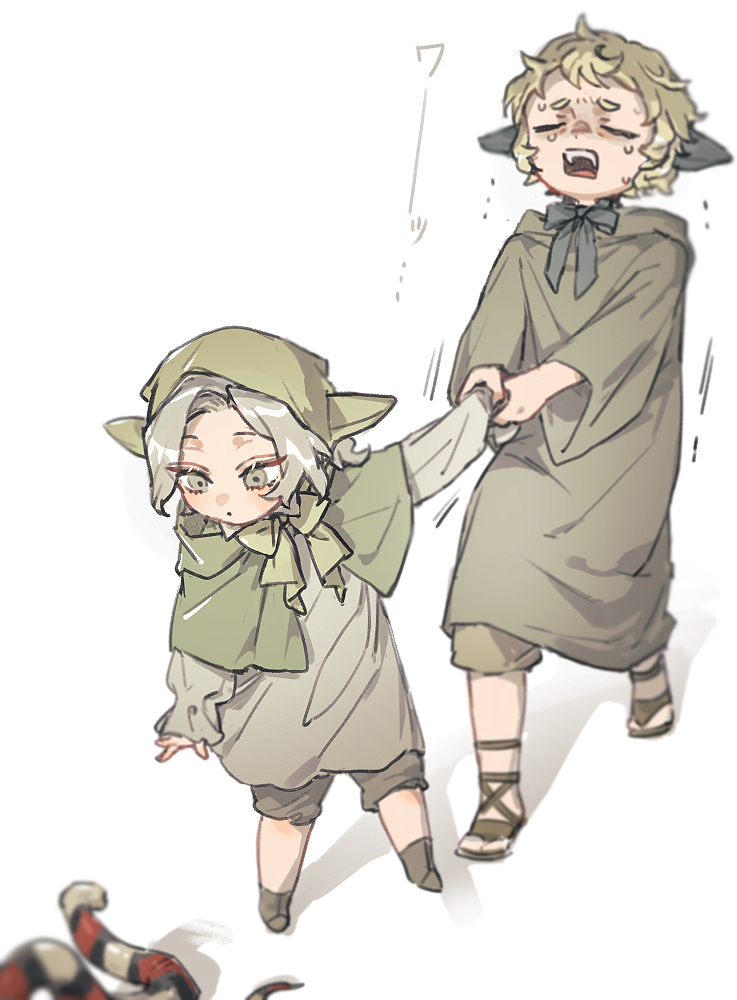 mithrun, mithrun's brother, and braided ponytail lamia (dungeon meshi) drawn by yasei_no_master