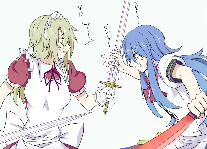 hinanawi tenshi and yumeko (touhou) drawn by kenuu_(kenny)