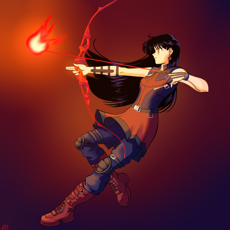 hino rei, sailor mars, and hawkeye (marvel and 4 more) drawn by jei-shepard