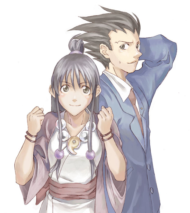 phoenix wright and maya fey (ace attorney) drawn by kafu_(logaemon)