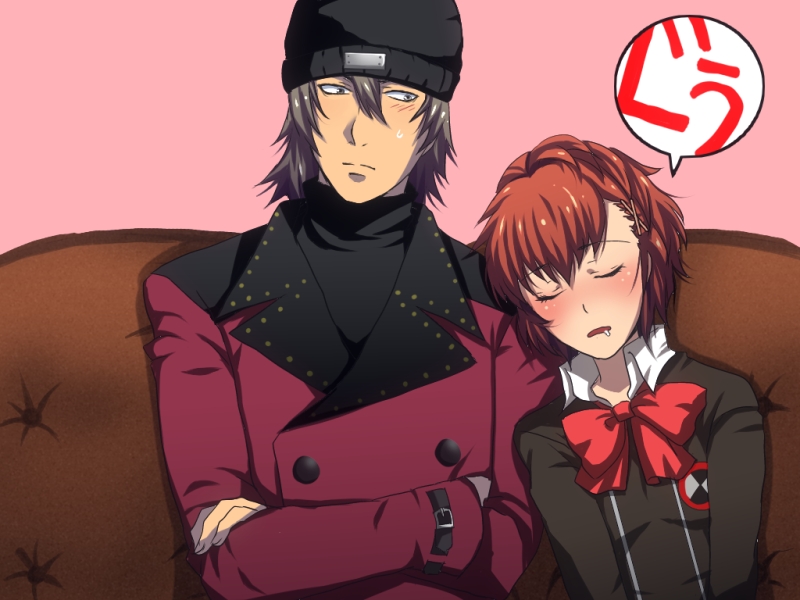 shiomi kotone and aragaki shinjirou (persona and 2 more) drawn by kn96