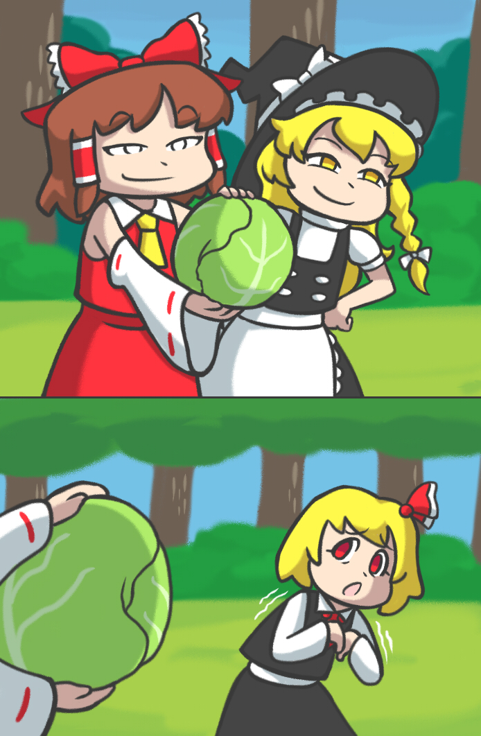 hakurei reimu, kirisame marisa, and rumia (touhou and 1 more) drawn by edgycat