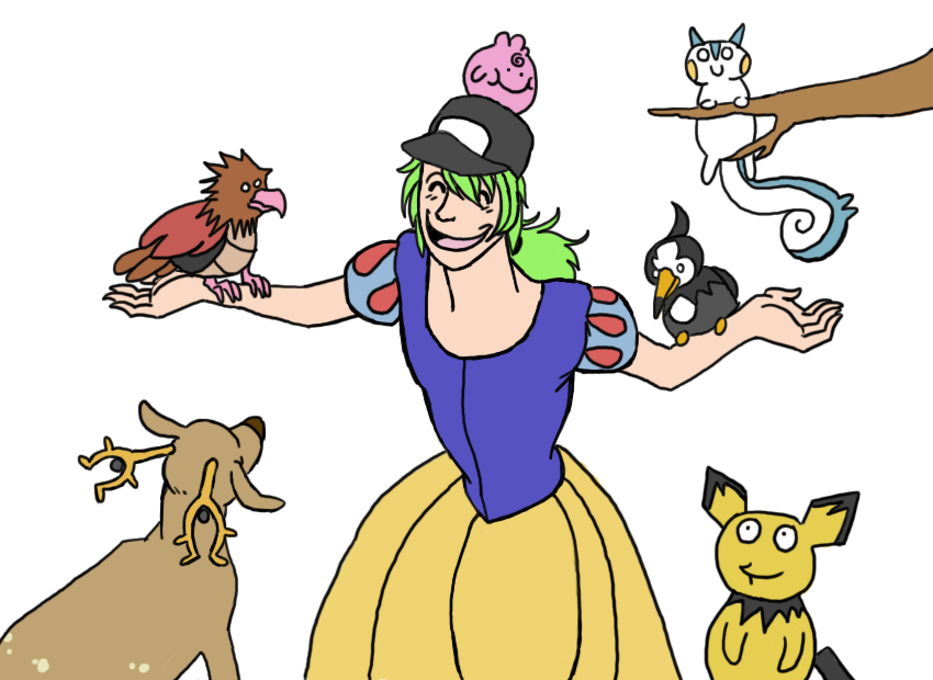 n, pichu, pachirisu, starly, snow white, and 3 more (pokemon and 2 more) drawn by in_the_machine
