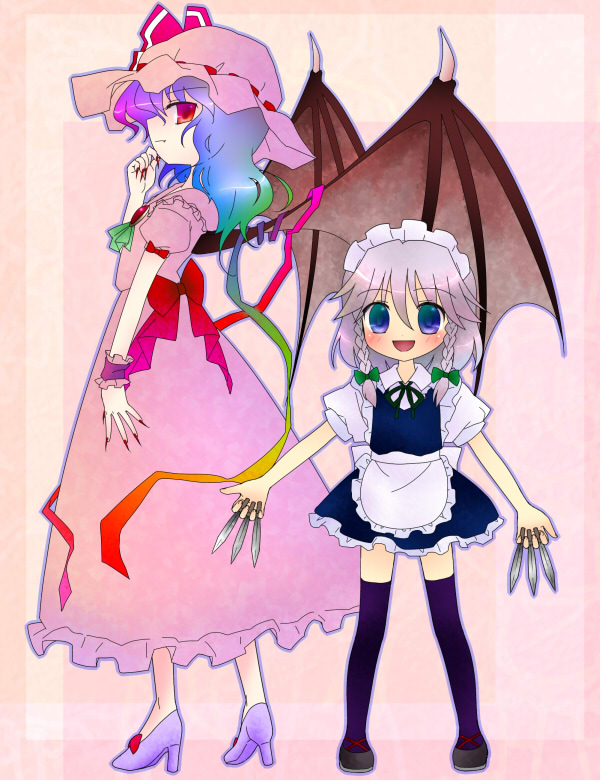 remilia scarlet and izayoi sakuya (touhou) drawn by sakurano