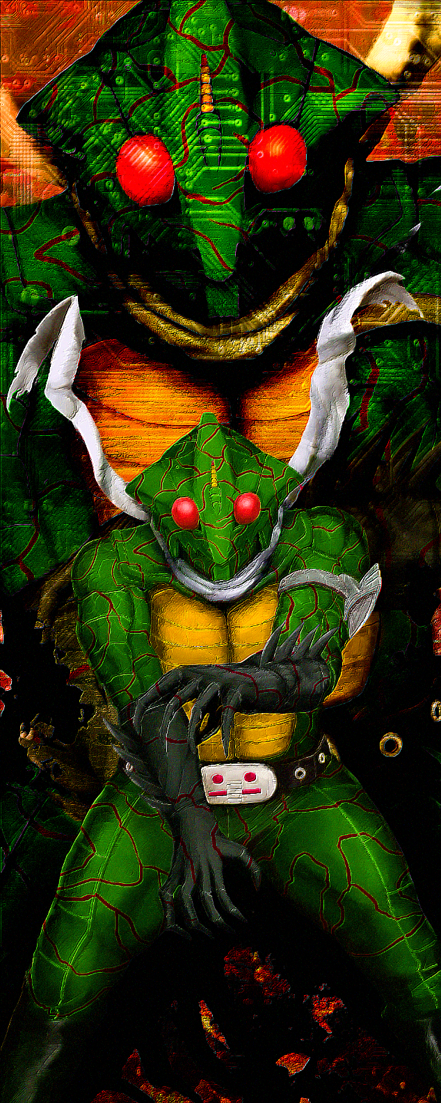 kamen rider amazon (kamen rider and 1 more) drawn by mitukitakezou