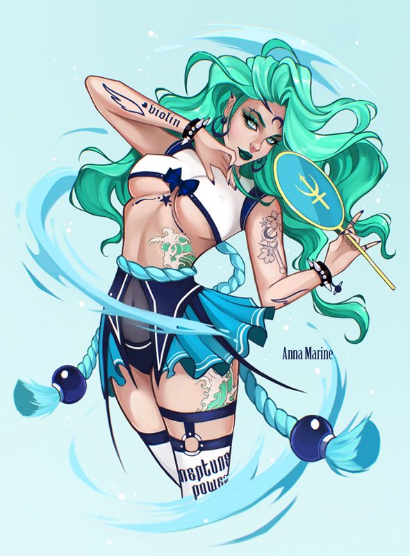 kaiou michiru and sailor neptune (bishoujo senshi sailor moon) drawn by anna_marine