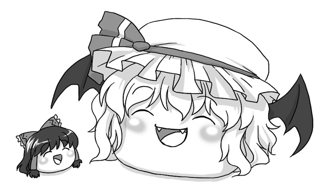 hakurei reimu and remilia scarlet (touhou) drawn by gaman-aki