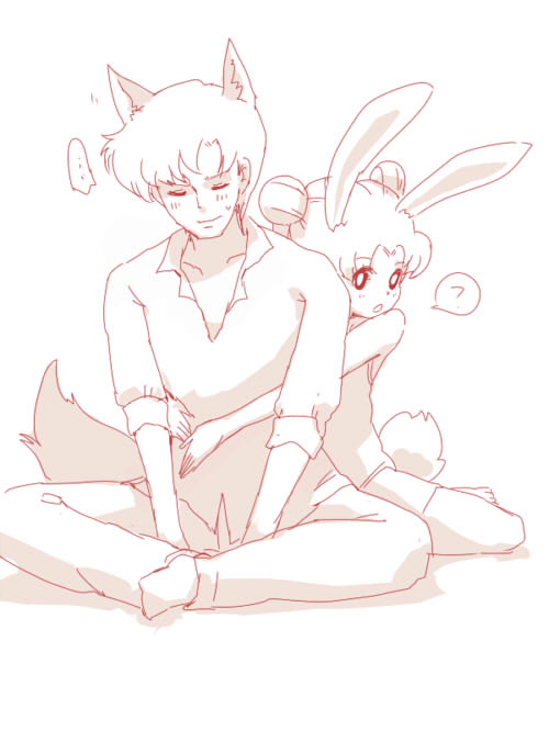 tsukino usagi and chiba mamoru (bishoujo senshi sailor moon) drawn by azuma_yukihiko