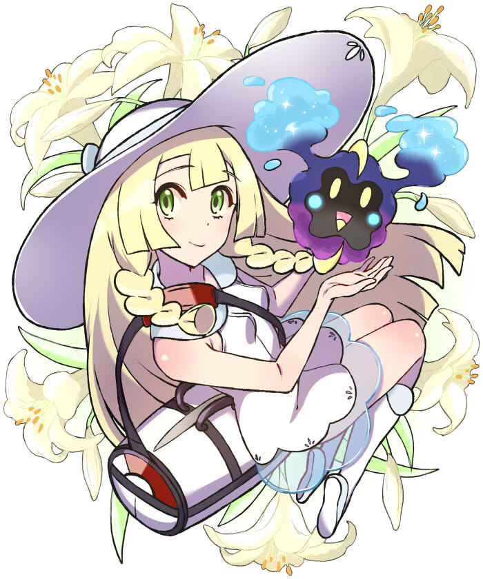 lillie and cosmog (pokemon and 1 more) drawn by komusou_(jinrikisha)