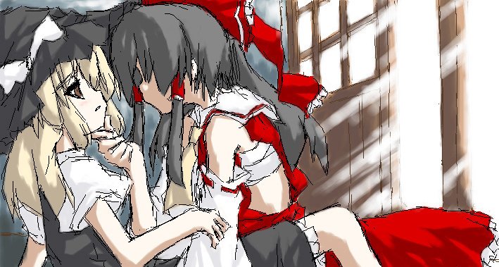 hakurei reimu and kirisame marisa (touhou) drawn by sakuraba_yuuki