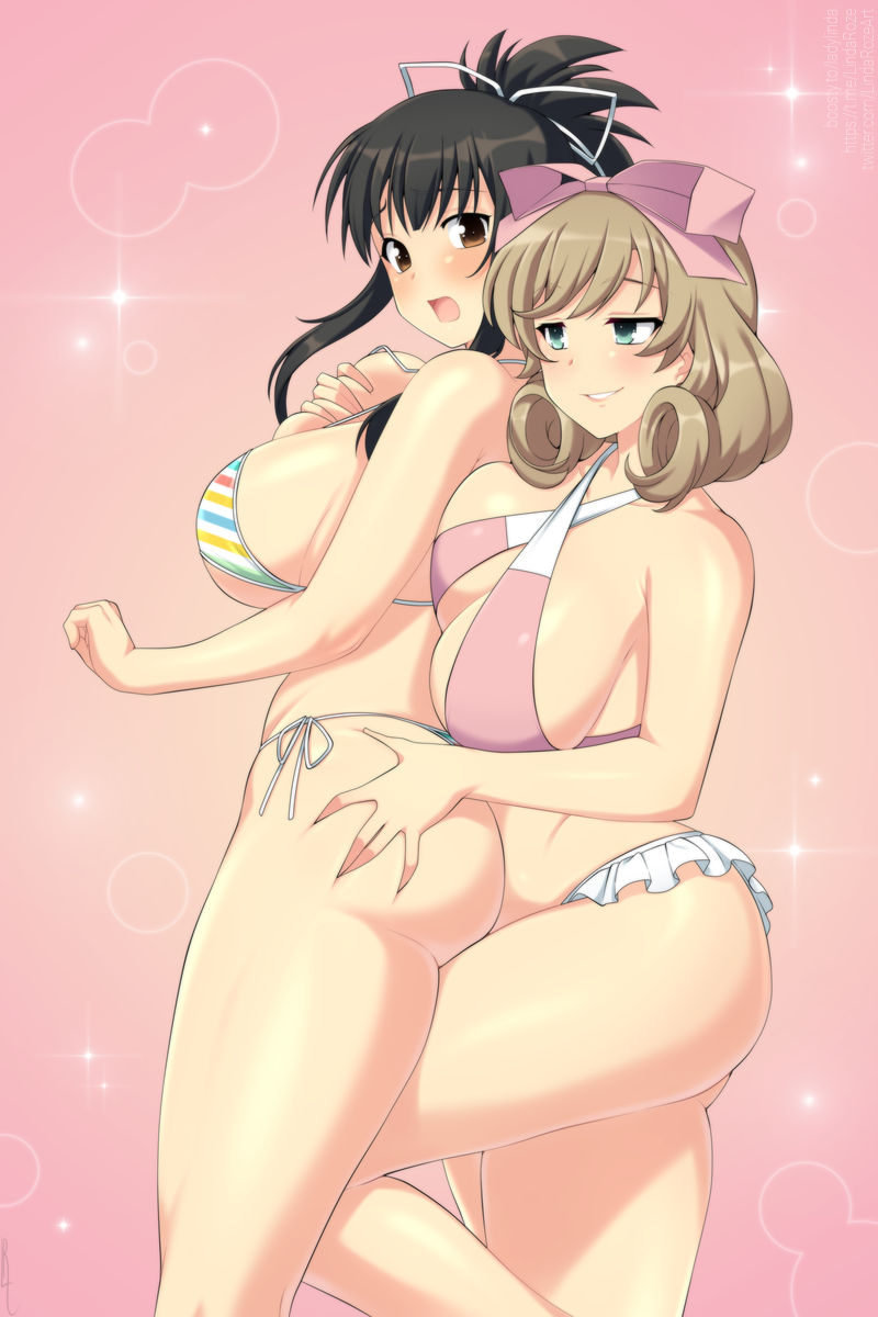 asuka and haruka (senran kagura and 1 more) drawn by lindaroze
