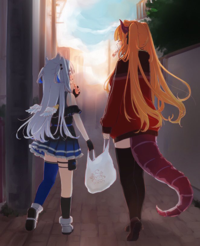 amane kanata and kiryu coco (hololive) drawn by ekuramani