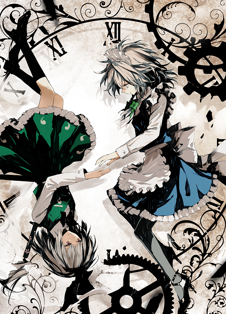 izayoi sakuya and konpaku youmu (touhou) drawn by minakata_sunao