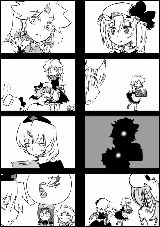 remilia scarlet, flandre scarlet, izayoi sakuya, hong meiling, and yagokoro eirin (touhou) drawn by seki_(red_shine)