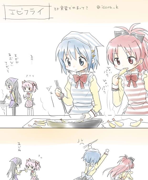 akemi homura, kaname madoka, miki sayaka, and sakura kyoko (mahou shoujo madoka magica) drawn by isora