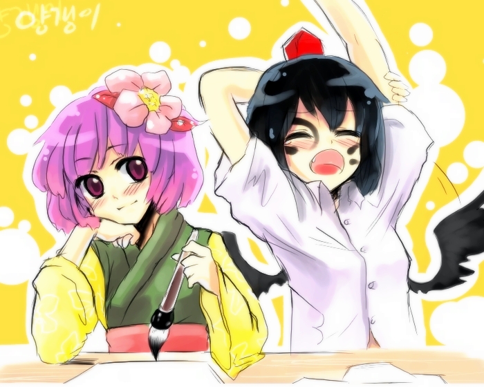 shameimaru aya and hieda no akyuu (touhou) drawn by zhaktnf