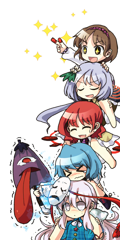 tatara kogasa, hata no kokoro, horikawa raiko, tsukumo benben, and tsukumo yatsuhashi (touhou) drawn by ys_(fall)