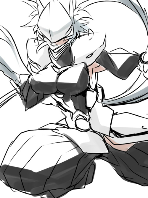 hakumen (blazblue) drawn by kaneaki_mukku