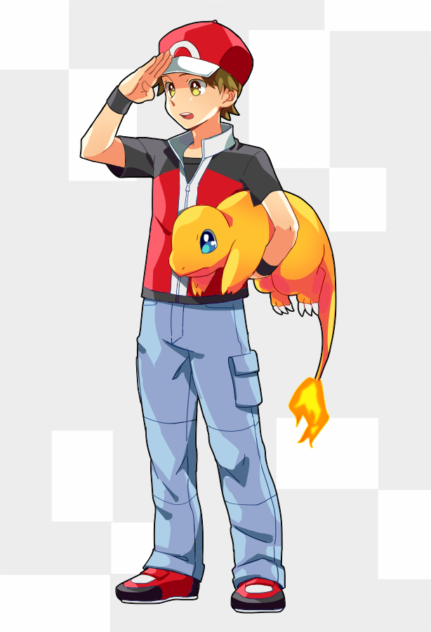 red and charmander (pokemon and 1 more) drawn by zbura