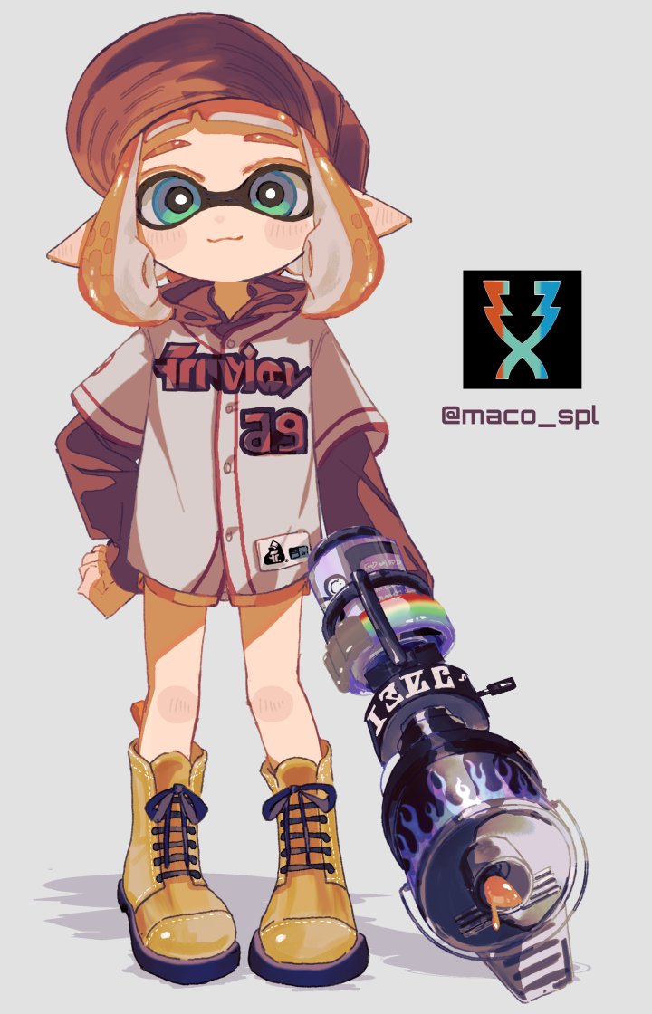 inkling player character and inkling girl (splatoon and 1 more) drawn by maco_spl