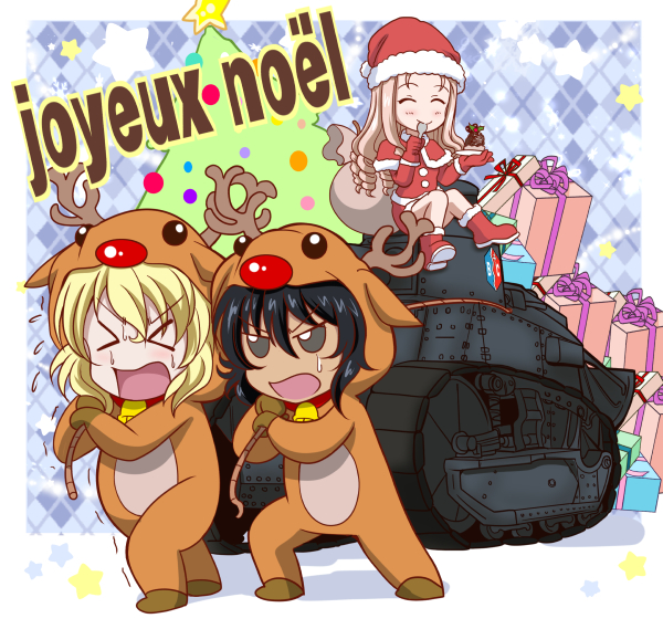 andou, oshida, and marie (girls und panzer) drawn by hanzou