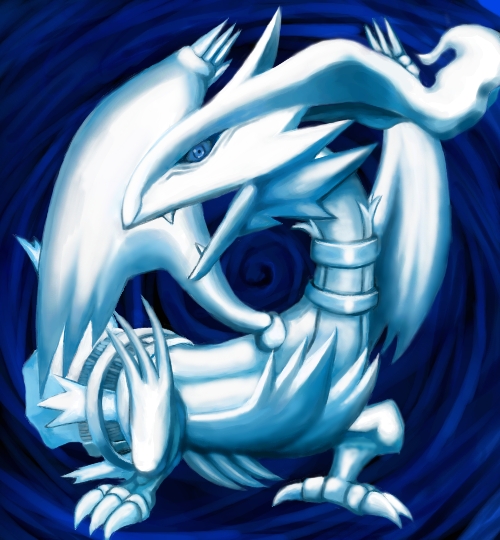 reshiram and blue-eyes white dragon (pokemon and 1 more) drawn by cosmo_(465lilia)