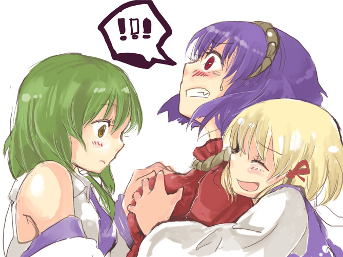 kochiya sanae, moriya suwako, and yasaka kanako (touhou) drawn by cis_(carcharias)