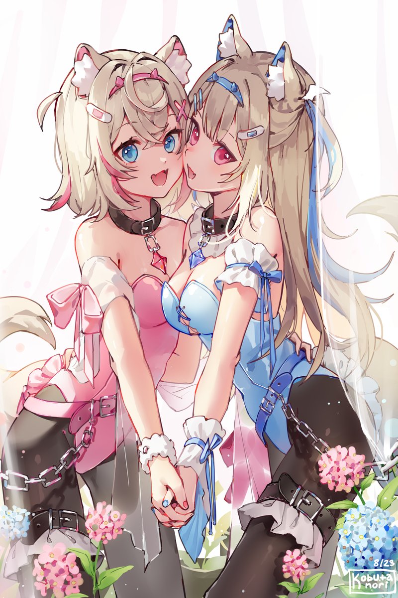 fuwawa abyssgard and mococo abyssgard (hololive and 1 more) drawn by kobutanori