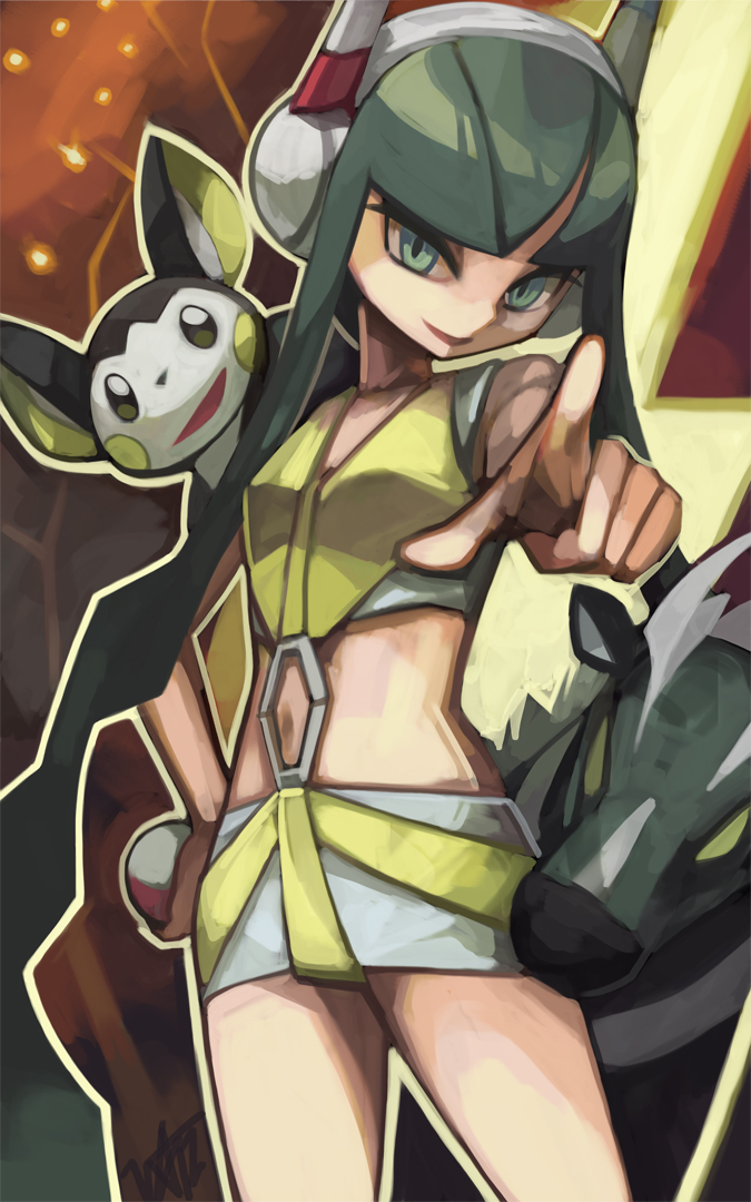 elesa, emolga, and zebstrika (pokemon and 1 more) drawn by woofycakes