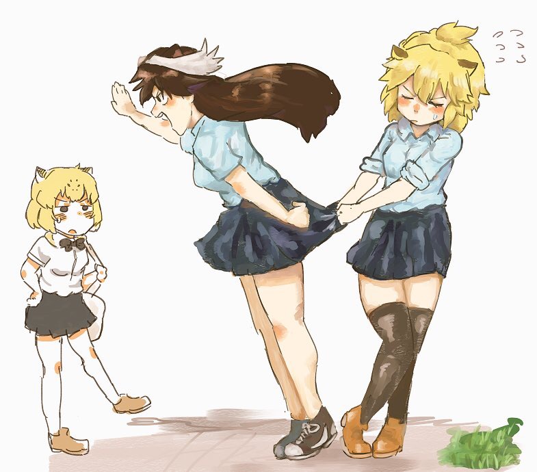jaguar, lion, and moose (kemono friends) drawn by kajitsu_ohima