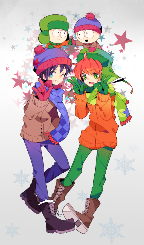 stan marsh and kyle broflovski (south park) drawn by aria_r