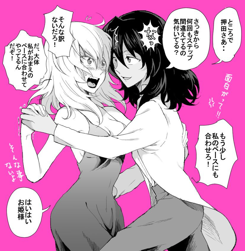 andou and oshida (girls und panzer) drawn by moekichi