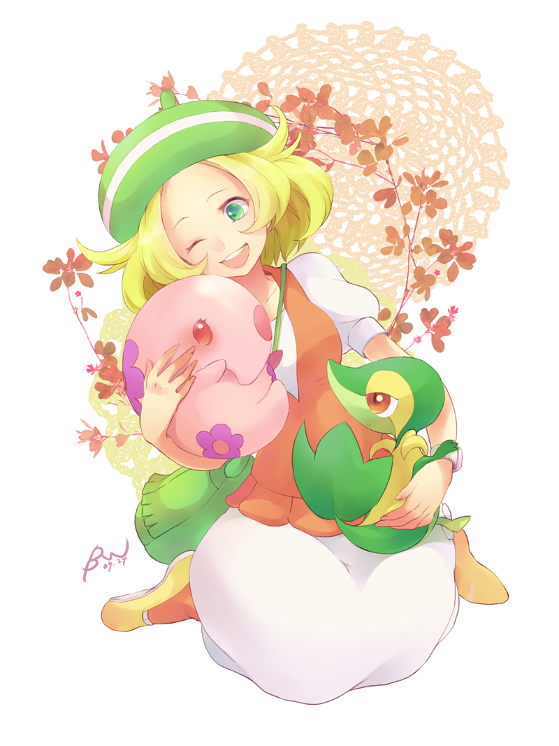 snivy, bianca, and munna (pokemon and 1 more) drawn by nanatsu_maka